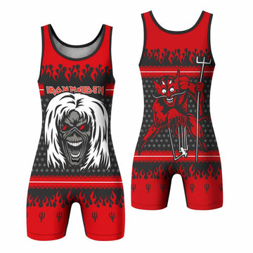 Iron Maiden Devil Wrestling Singlet - front and back view