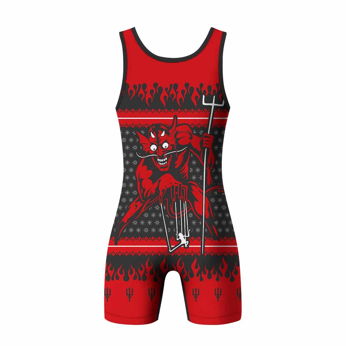 Iron Maiden Devil Wrestling Singlet - back view mockup