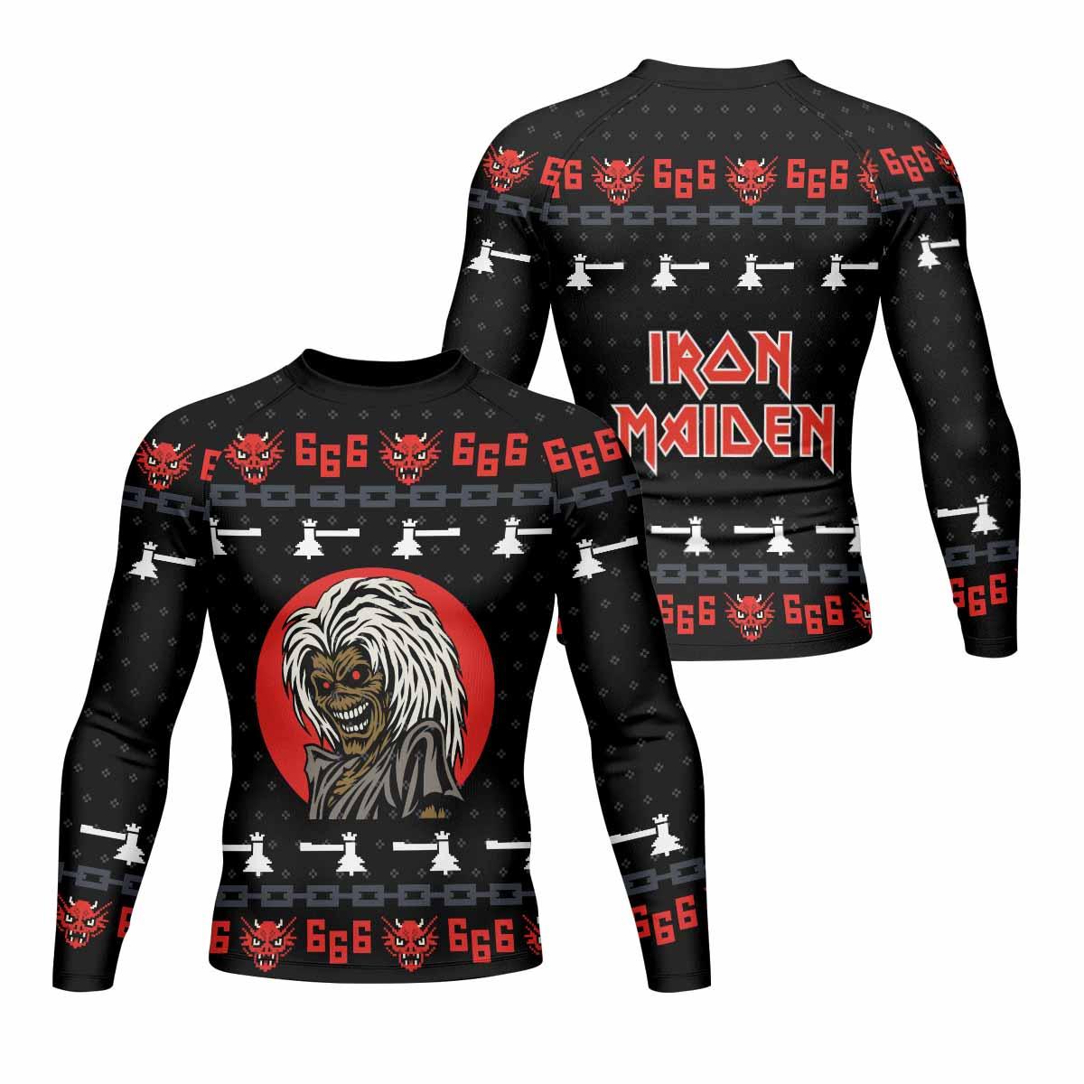 Iron Maiden Men's Rash Guard Long Sleeve - front and back view