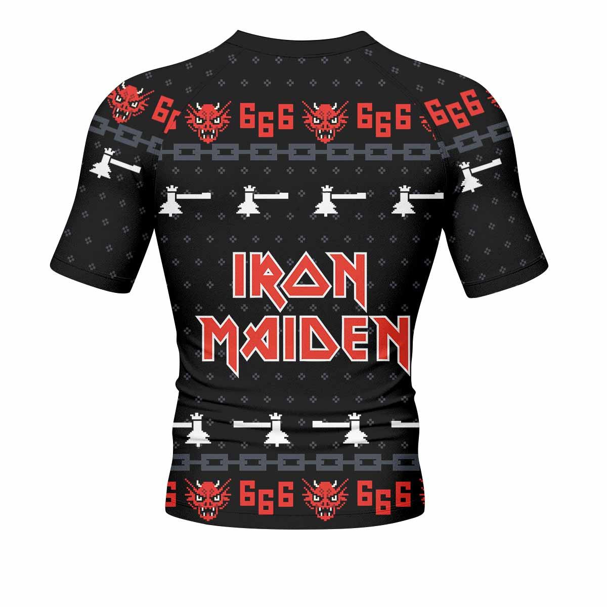 Iron Maiden Men's Rash Guard Short Sleeve - back view mockup