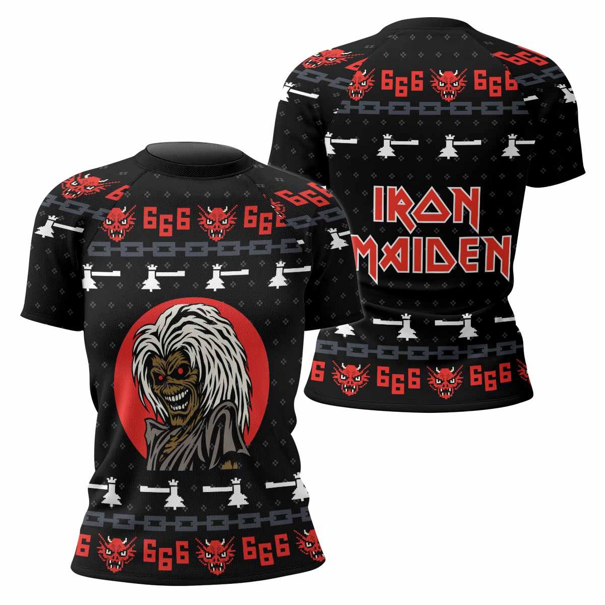 Iron Maiden Women's Rash Guard Short Sleeve - front and back view