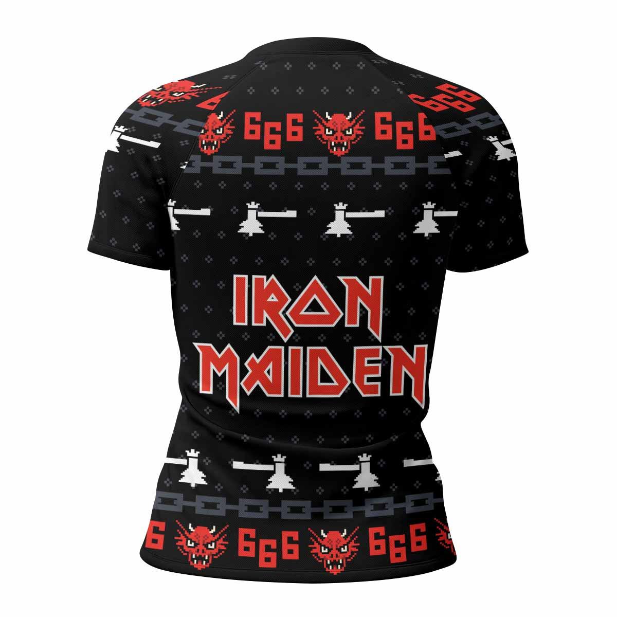 Iron Maiden Women's Rash Guard Short Sleeve - back view mockup