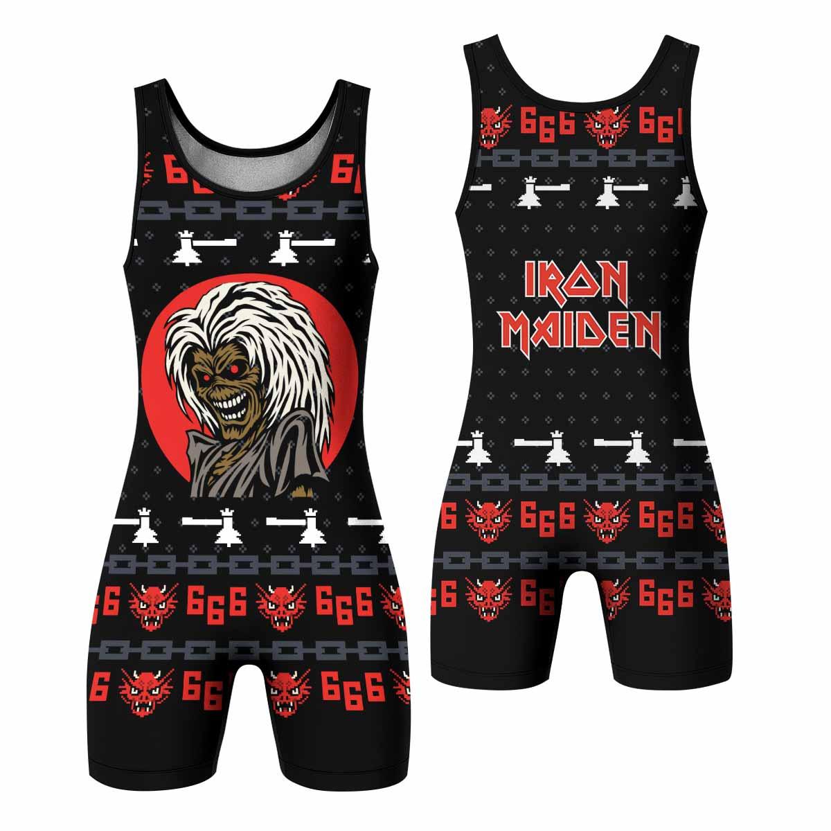 Iron Maiden Wrestling Singlet - front and back view