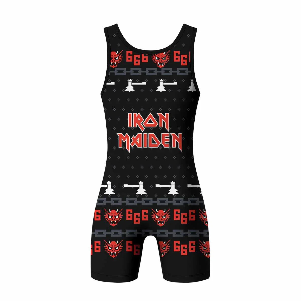 Iron Maiden Wrestling Singlet - back view mockup