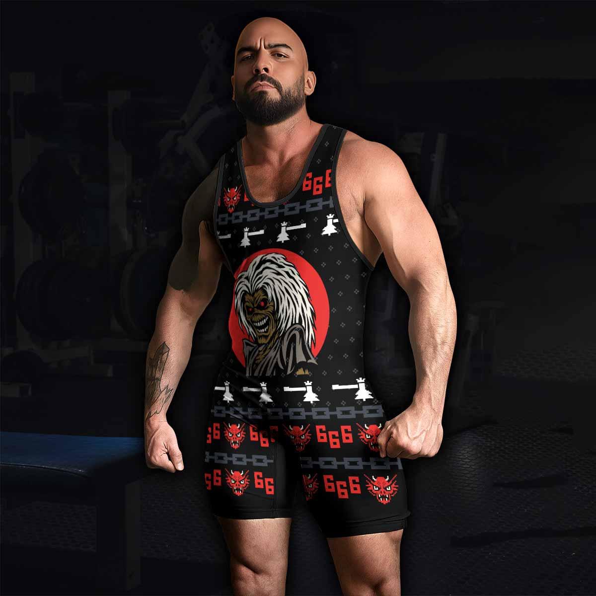 Iron Maiden Wrestling Singlet - men's lifestyle view