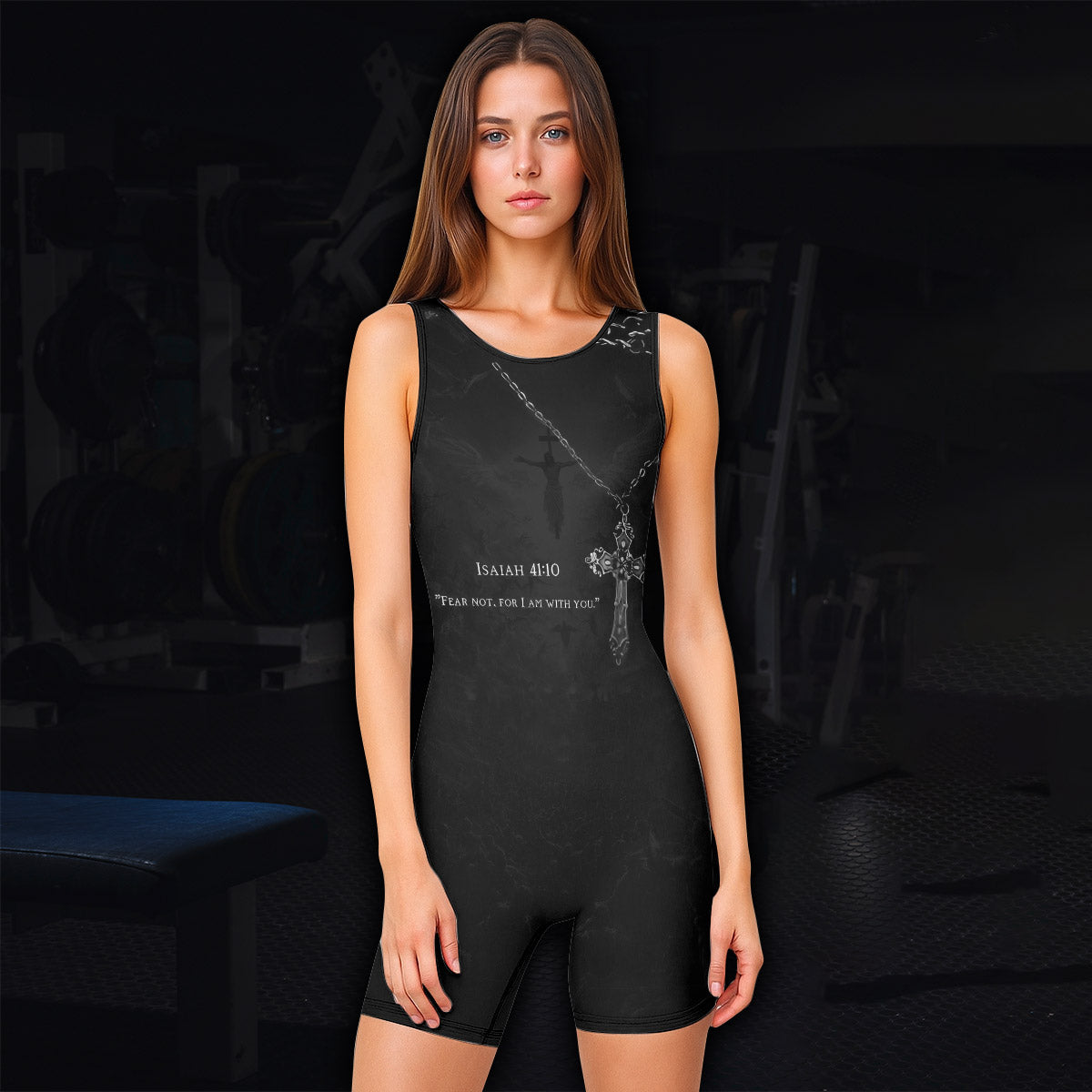 Isaiah 41:10 Fear Not Wrestling Singlet - women's lifestyle view