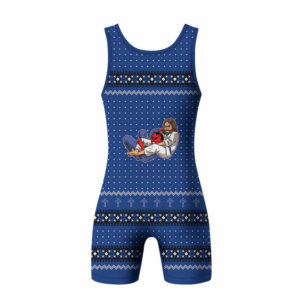 Jesus Has Your Back Wrestling Singlet - back view mockup