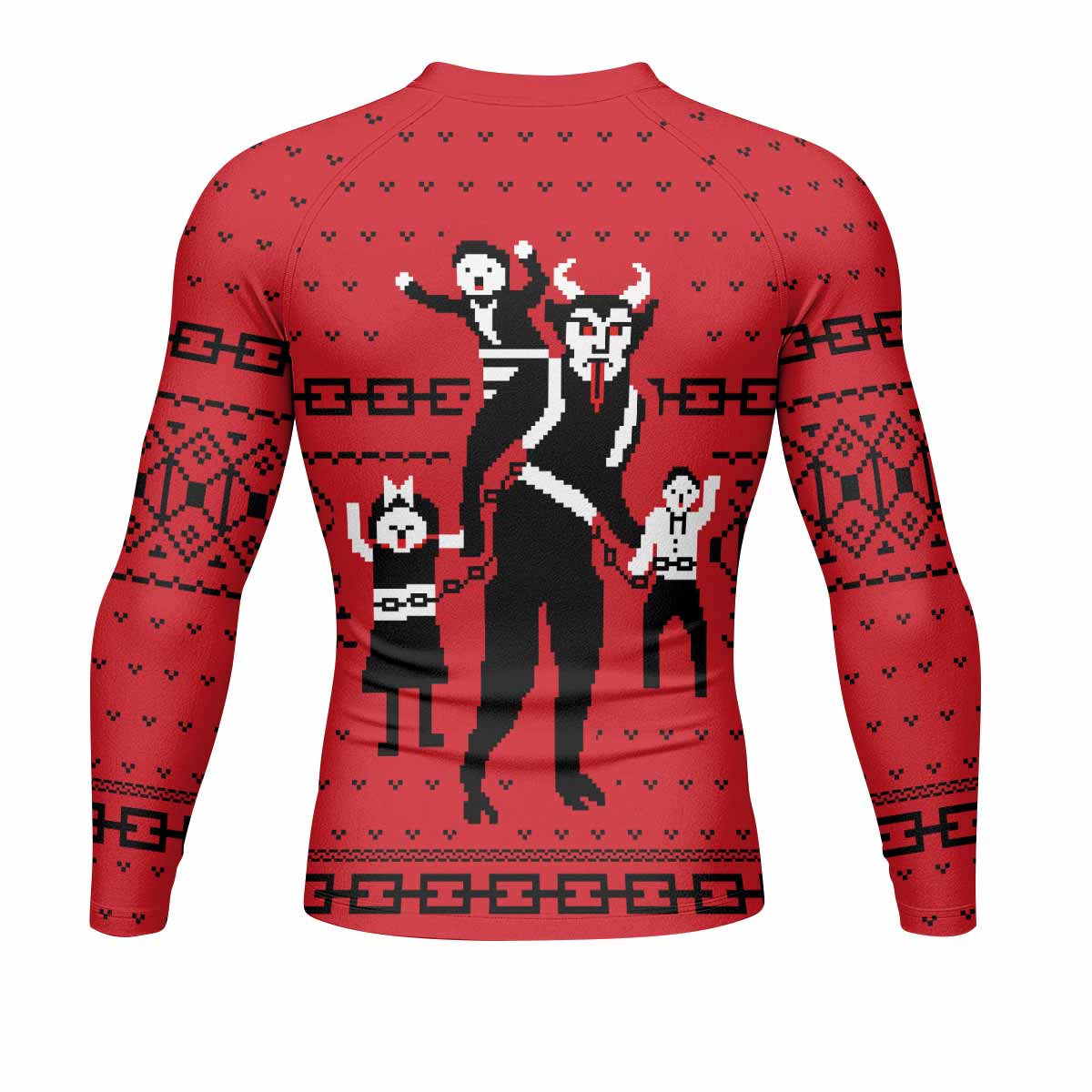 Krampus Christmas Men's Rash Guard Long Sleeve - back view mockup