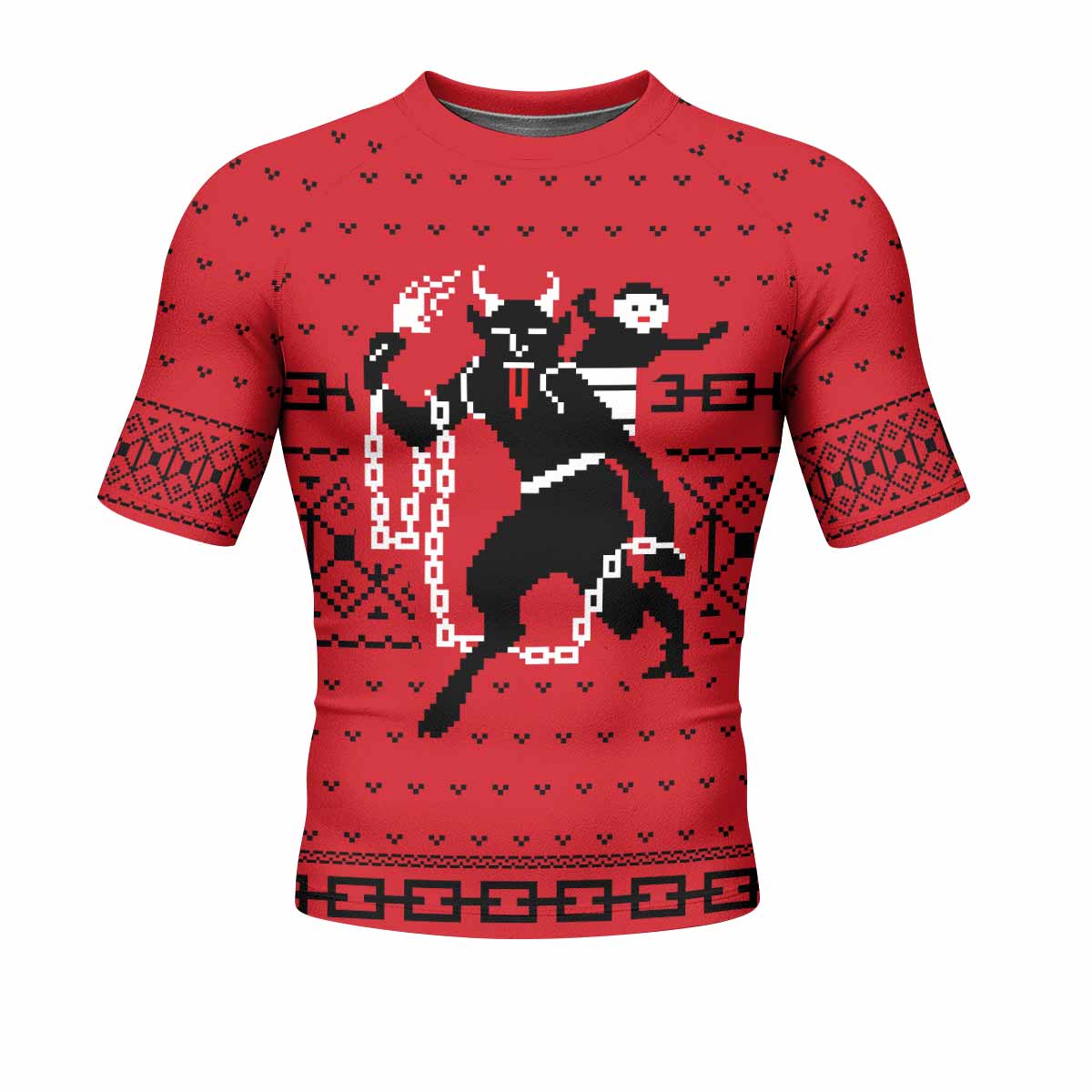 Krampus Christmas Men's Rash Guard Short Sleeve - front view mockup