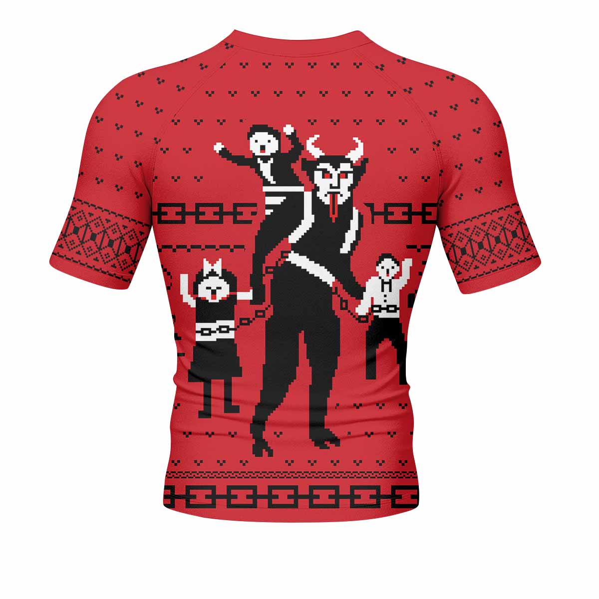 Krampus Christmas Men's Rash Guard Short Sleeve - back view mockup