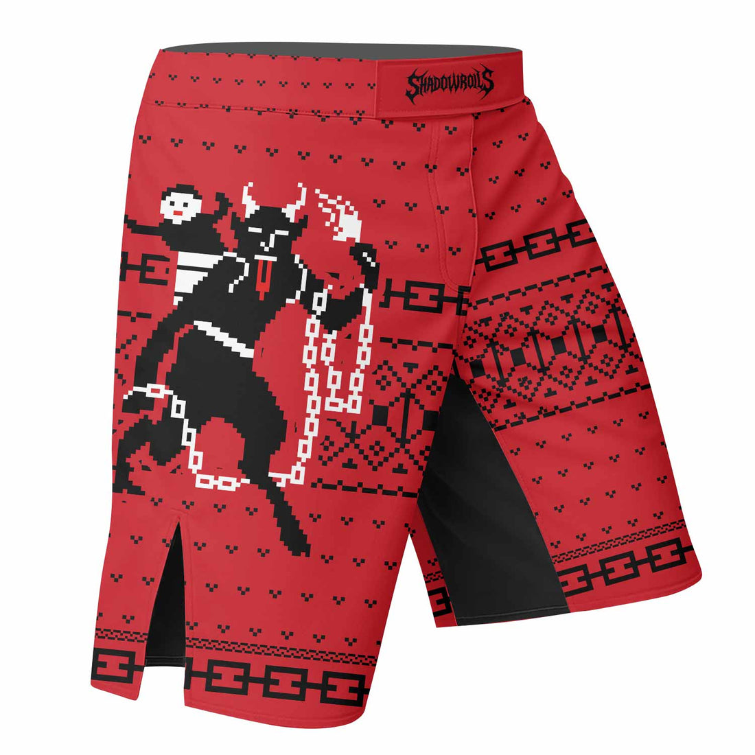Krampus Christmas Mixed Martial Arts Shorts - right side mockup