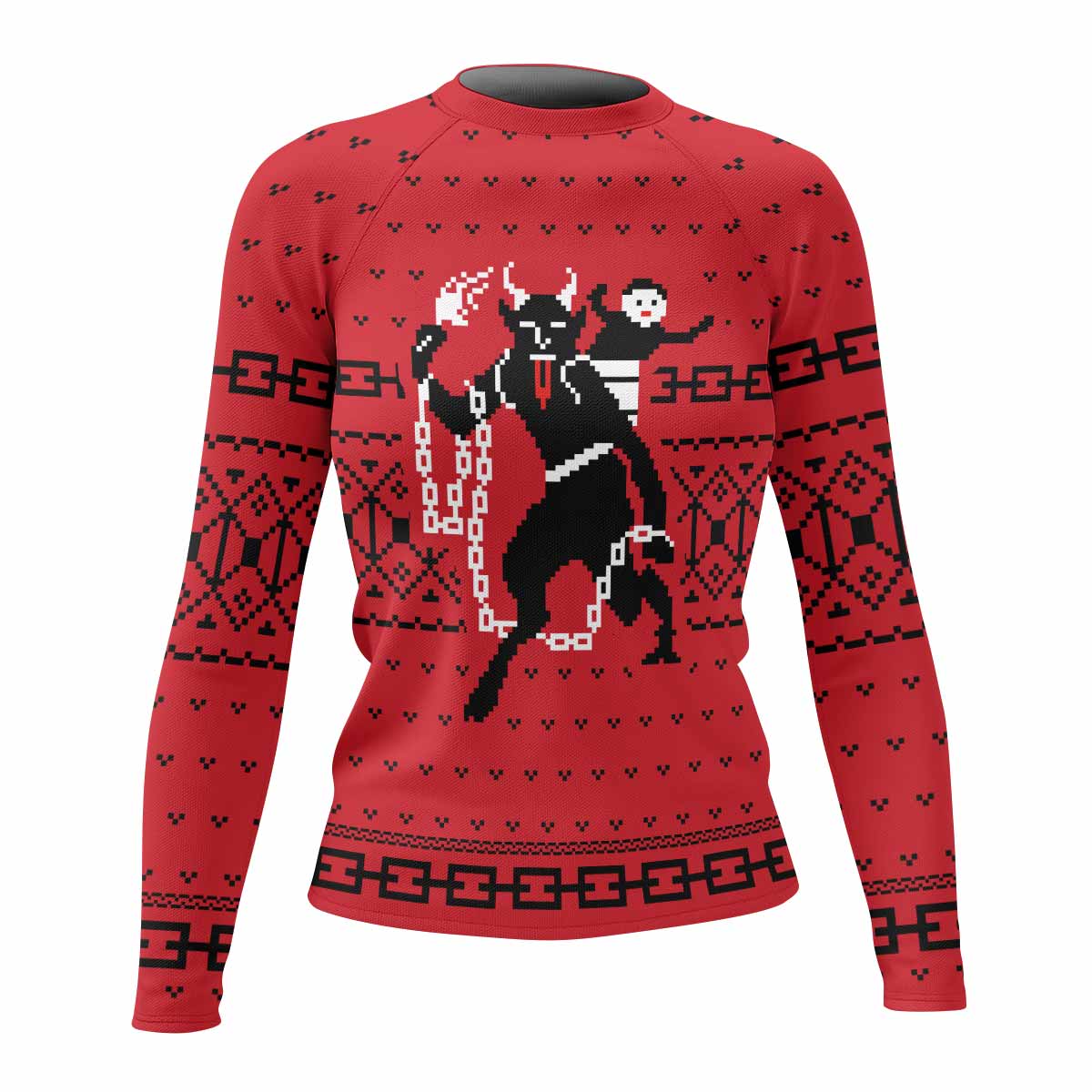Krampus Christmas Women's Rash Guard Long Sleeve - front view mockup