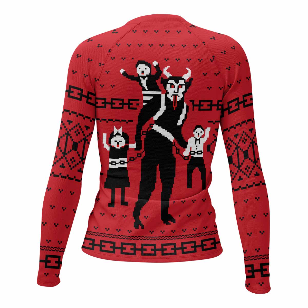 Krampus Christmas Women's Rash Guard Long Sleeve - back view mockup