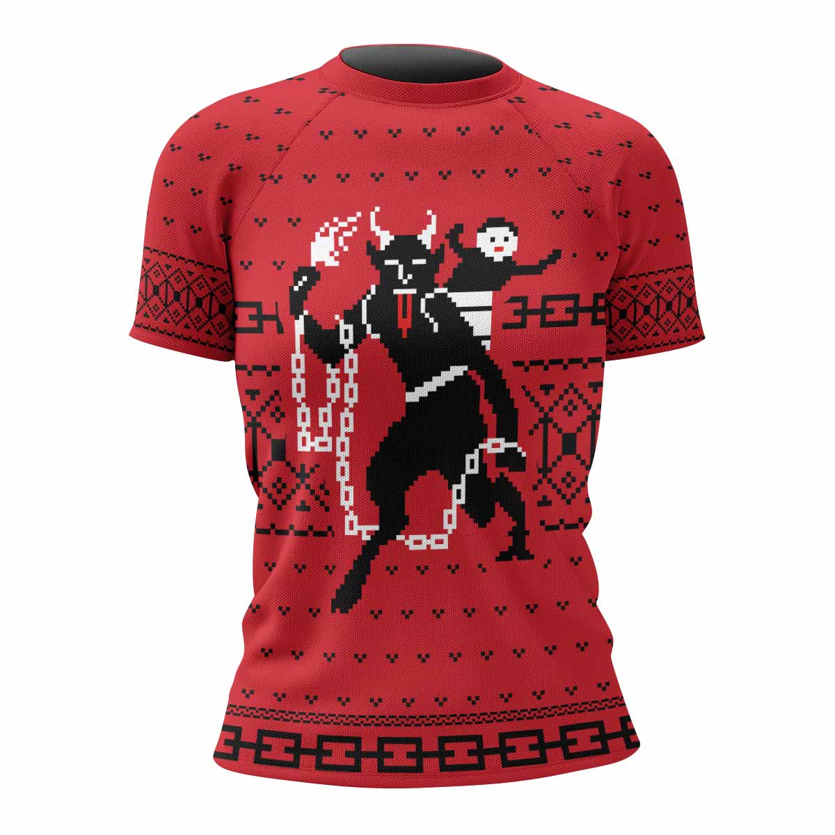 Krampus Christmas Women's Rash Guard Short Sleeve - front view mockup