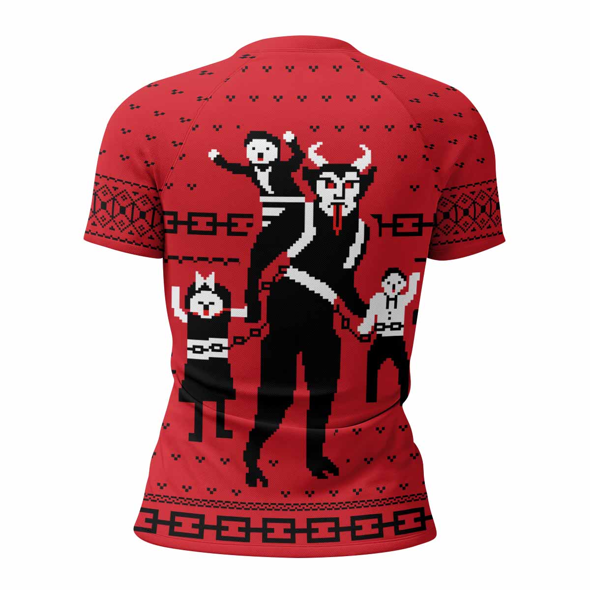Krampus Christmas Women's Rash Guard Short Sleeve - back view mockup