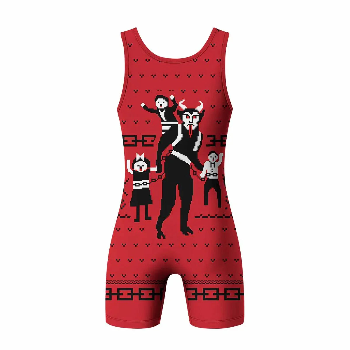 Krampus Christmas Wrestling Singlet - back view mockup