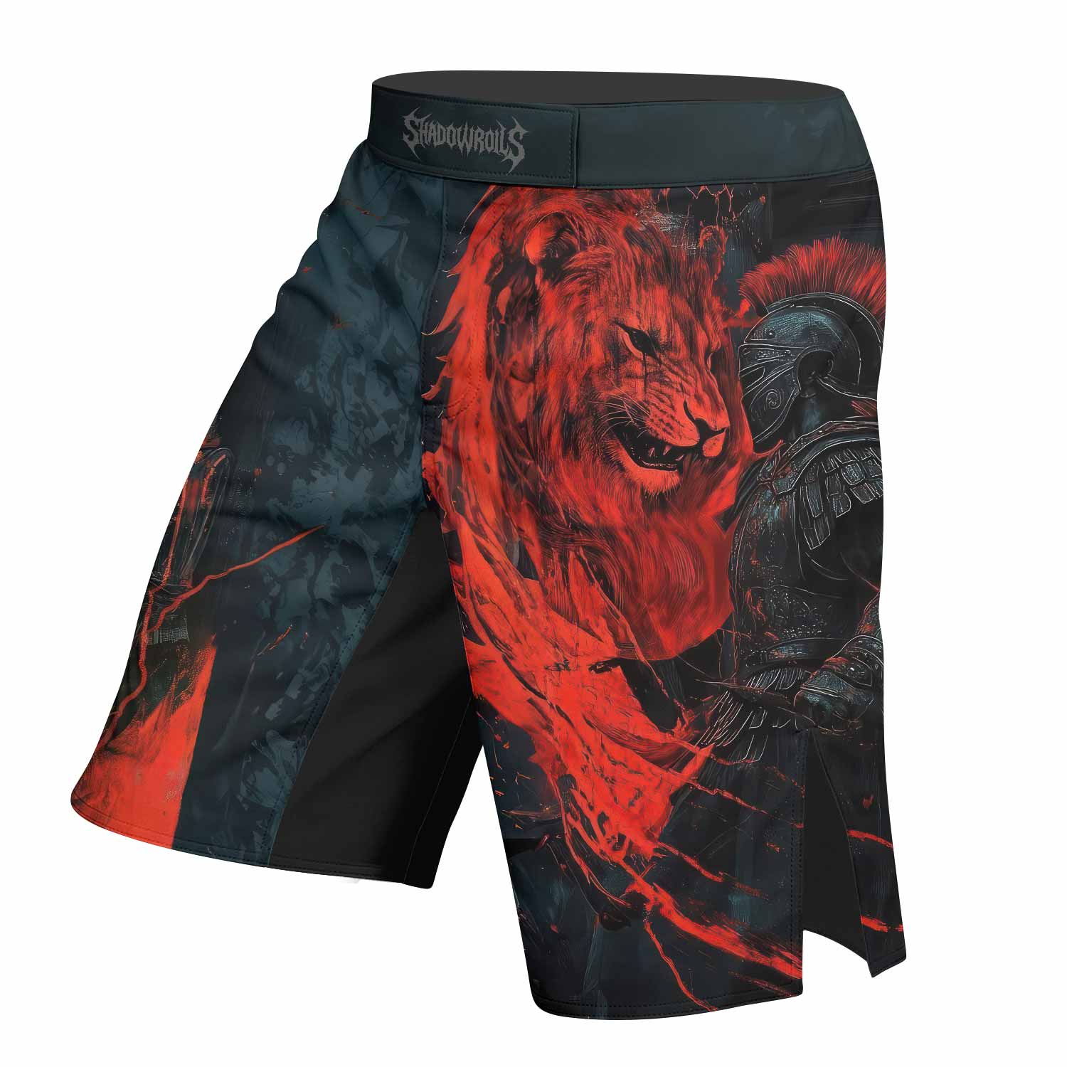 Legion of Blood Fight Shorts - left side mockup