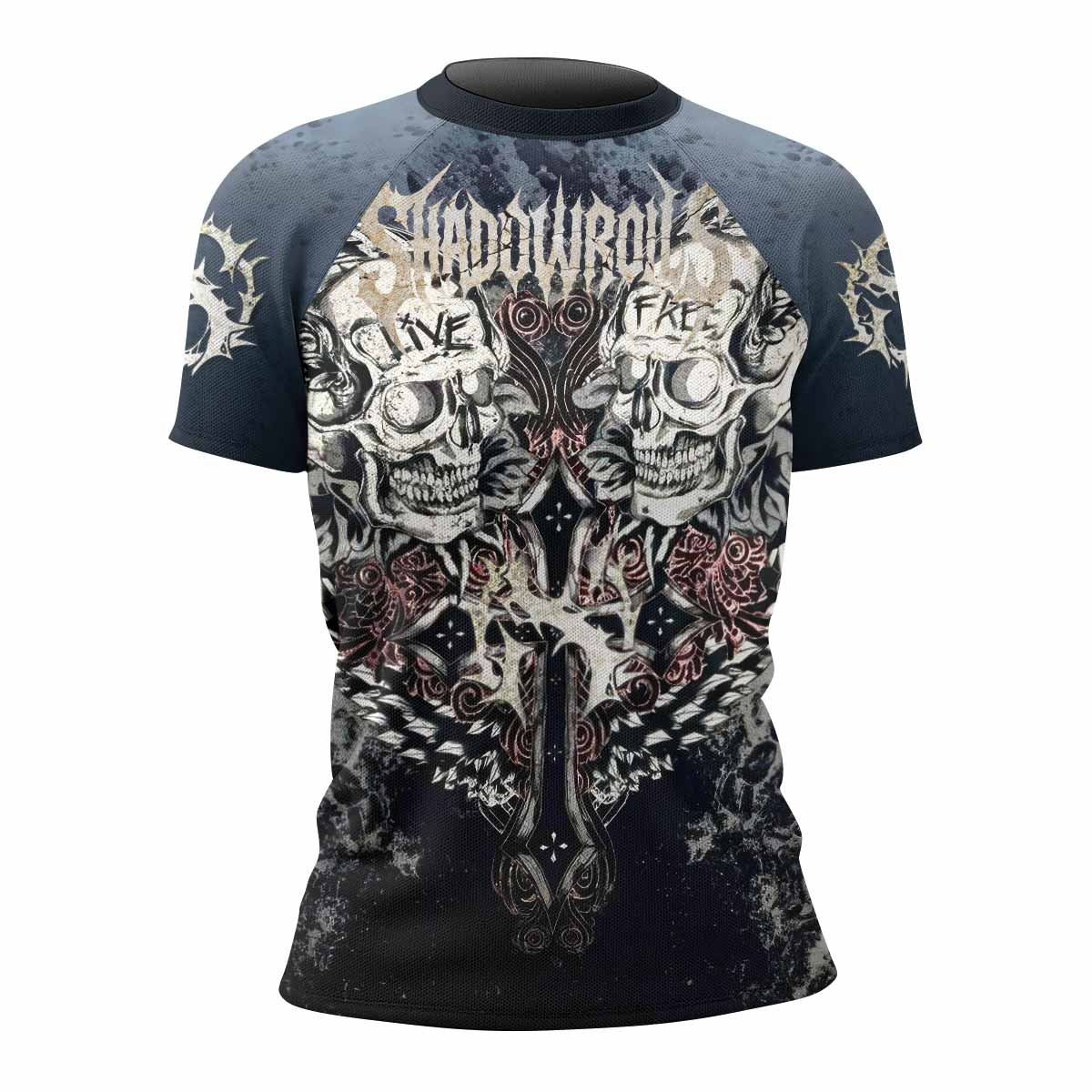 Live Free Warrior Women’s Short Sleeve Rash Guard - front view mockup