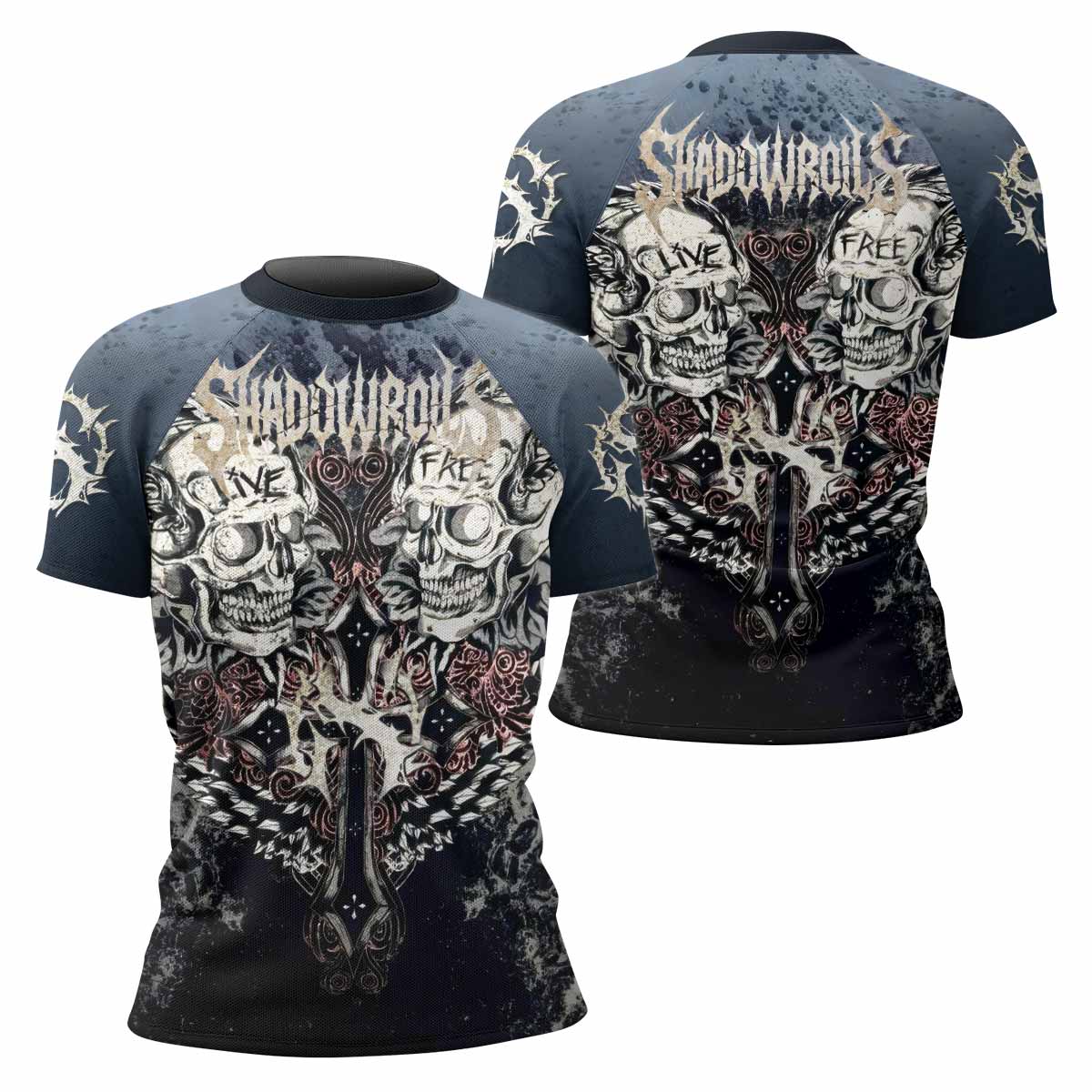 Live Free Warrior Women’s Short Sleeve Rash Guard - front and back view