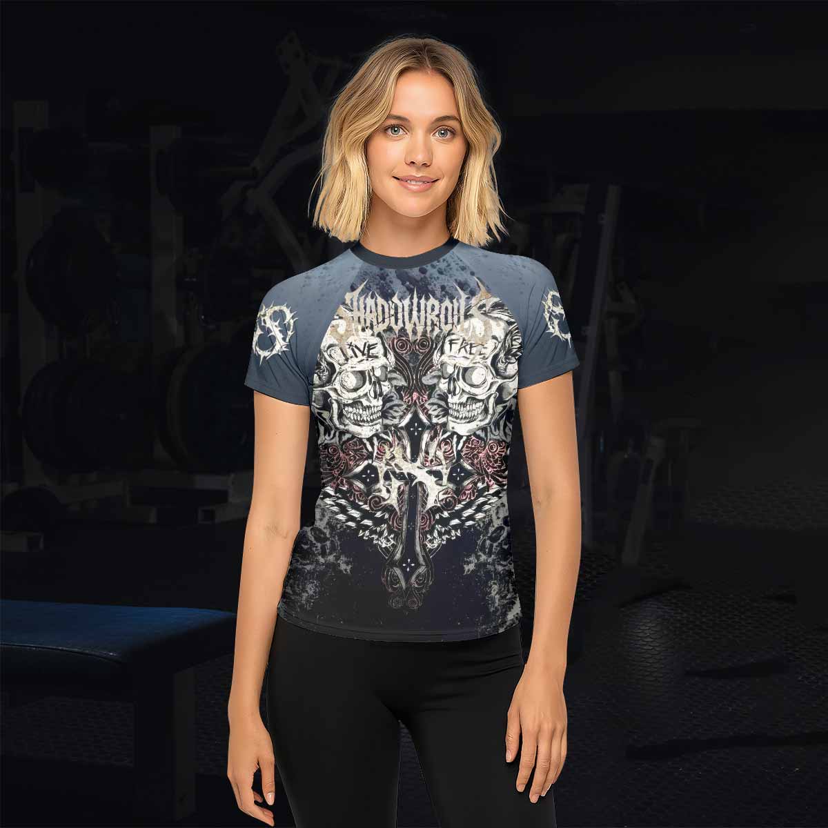 Live Free Warrior Women’s Short Sleeve Rash Guard - lifestyle view