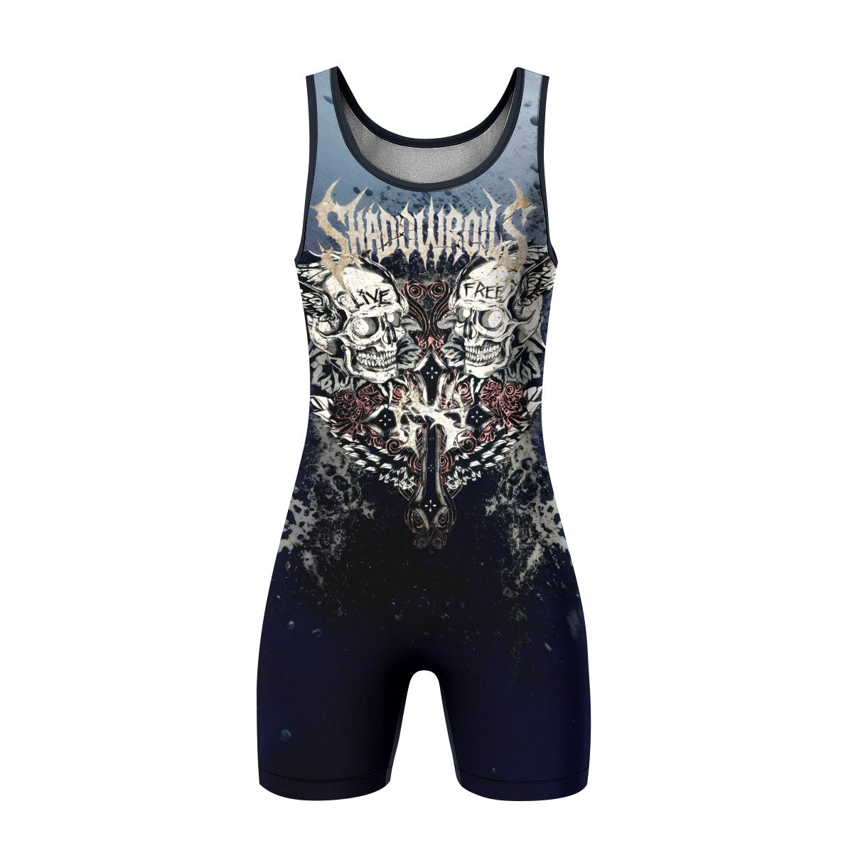Live Free Warrior Wrestling Singlet - front view mockup