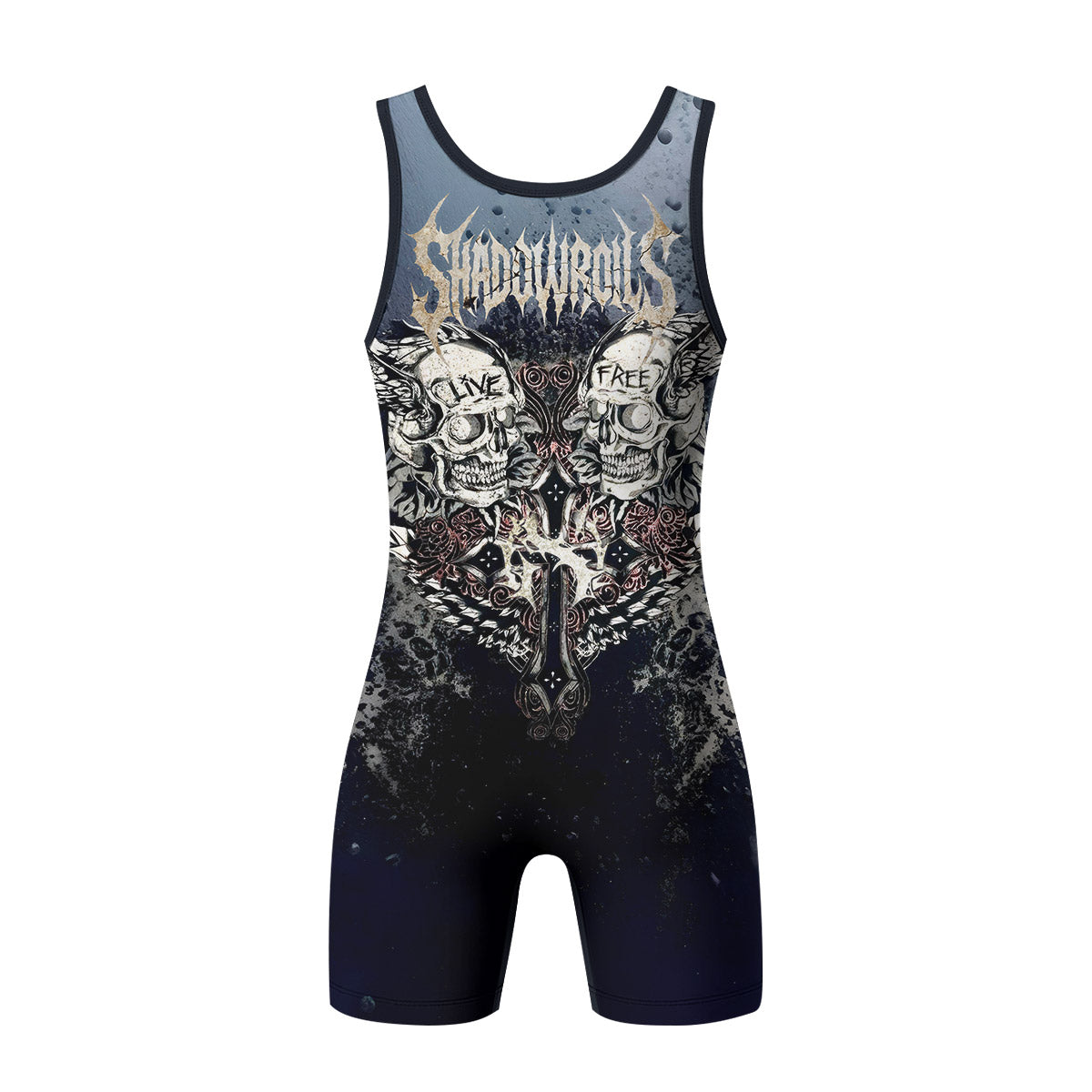 Live Free Warrior Wrestling Singlet - back view mockup