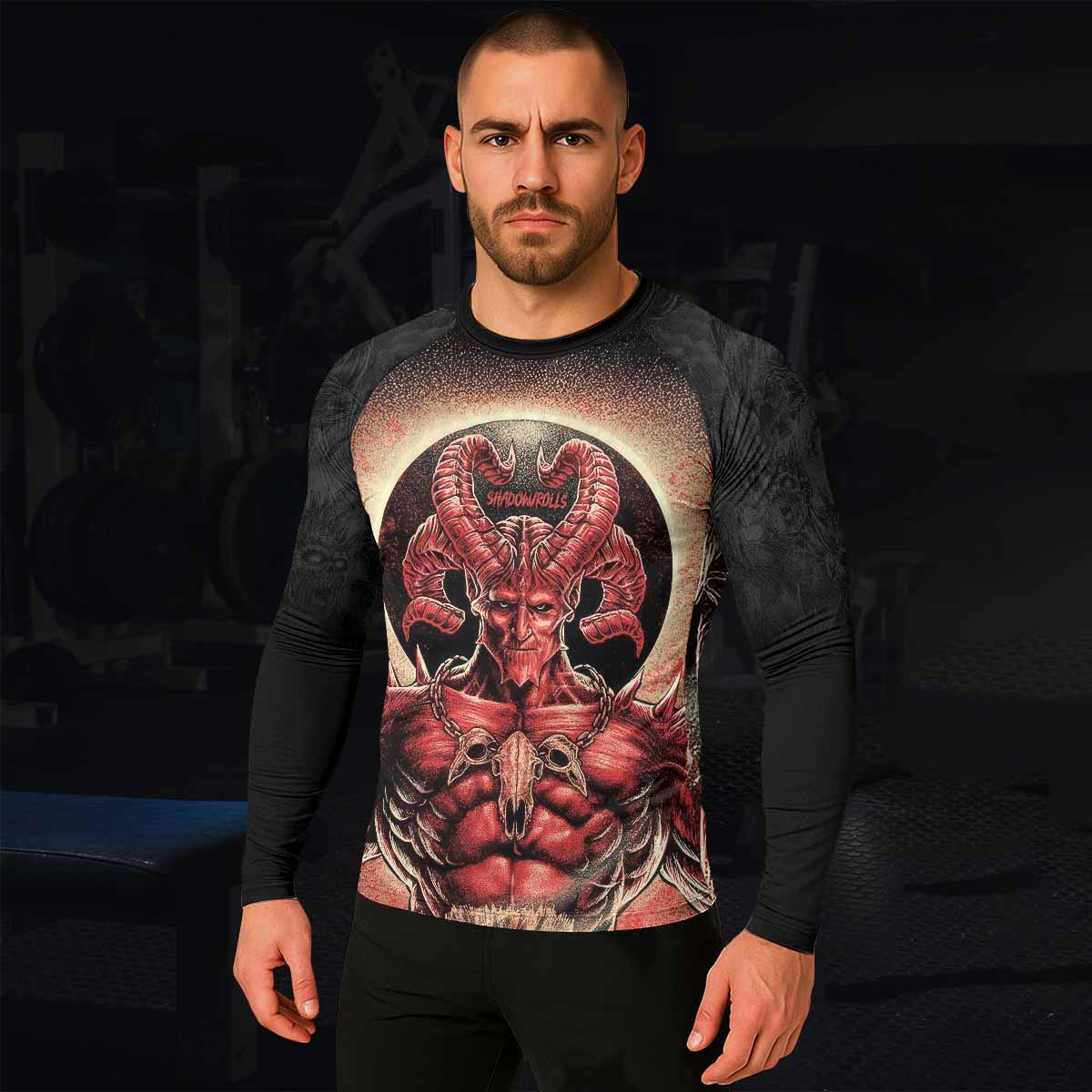Lord of Hell Men's Rash Guard Long Sleeve - lifestyle view