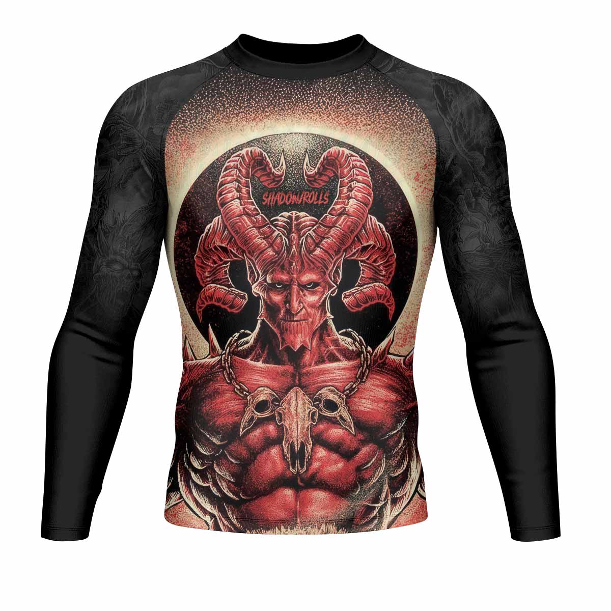 Lord of Hell Men's Rash Guard Long Sleeve - front view mockup 