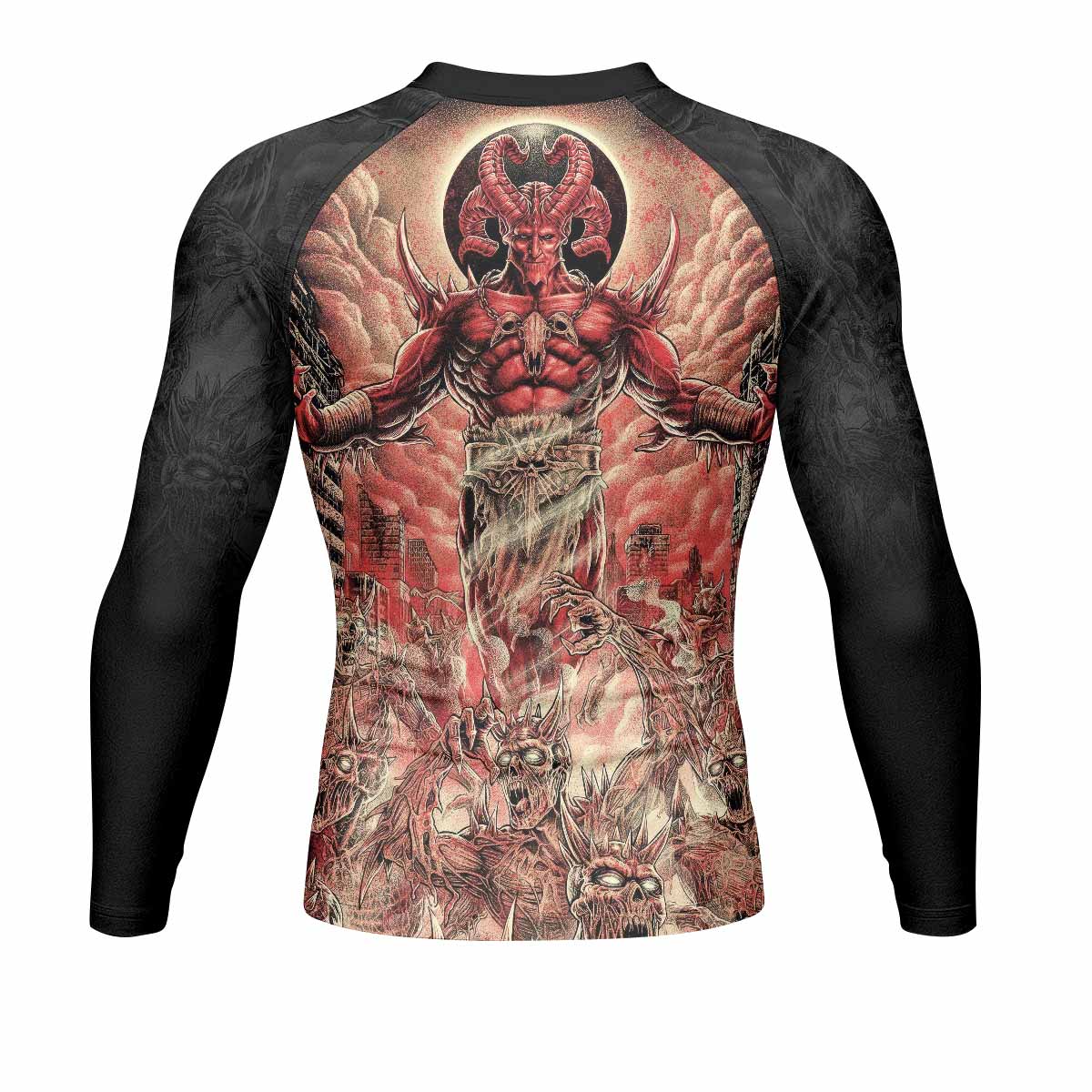 Lord of Hell Men's Rash Guard Long Sleeve - back view mockup 