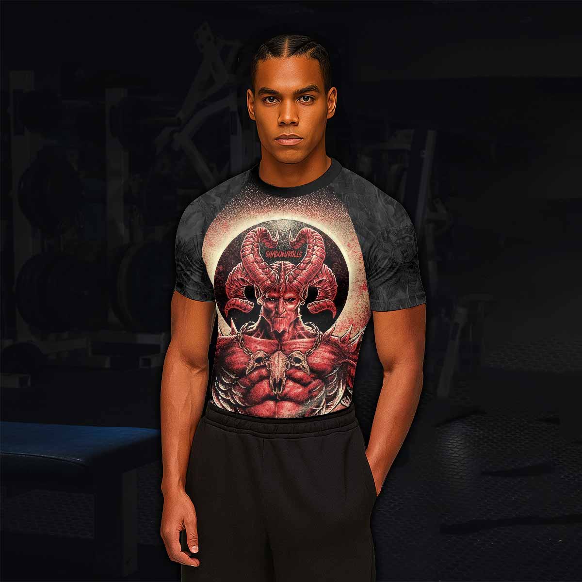 Lord of Hell Men's Rash Guard Short Sleeve - lifestyle view