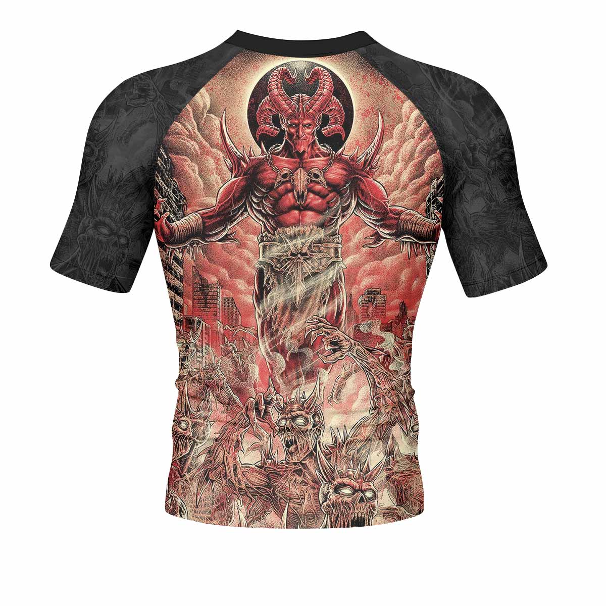 Lord of Hell Men's Rash Guard Short Sleeve - back view mockup 