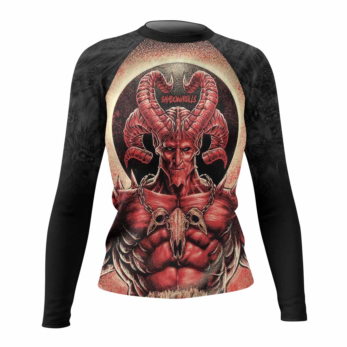 Lord of Hell Women's Rash Guard Long Sleeve - front view mockup 