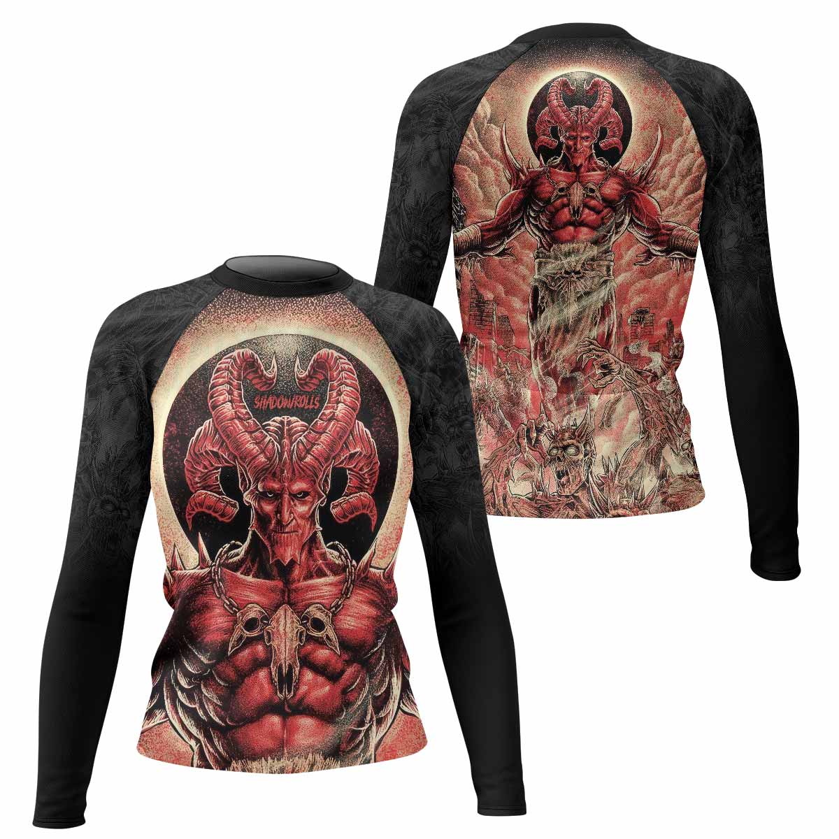 Lord of Hell Women's Rash Guard Long Sleeve - front and back view