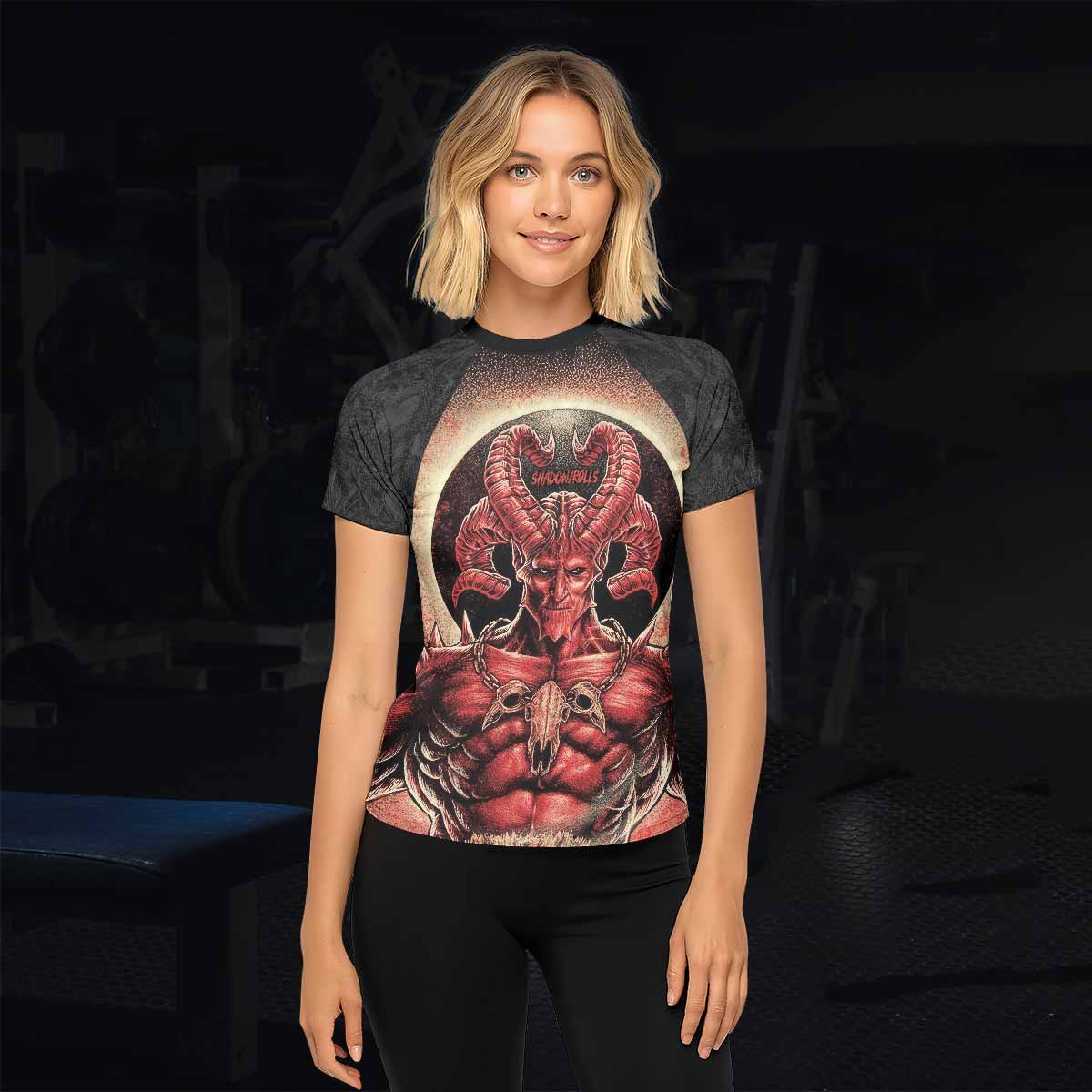 Lord of Hell Women's Rash Guard Short Sleeve - lifestyle view