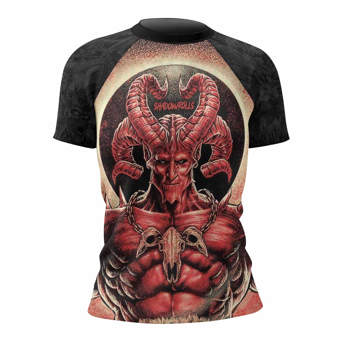 Lord of Hell Women's Rash Guard Short Sleeve - front view mockup 