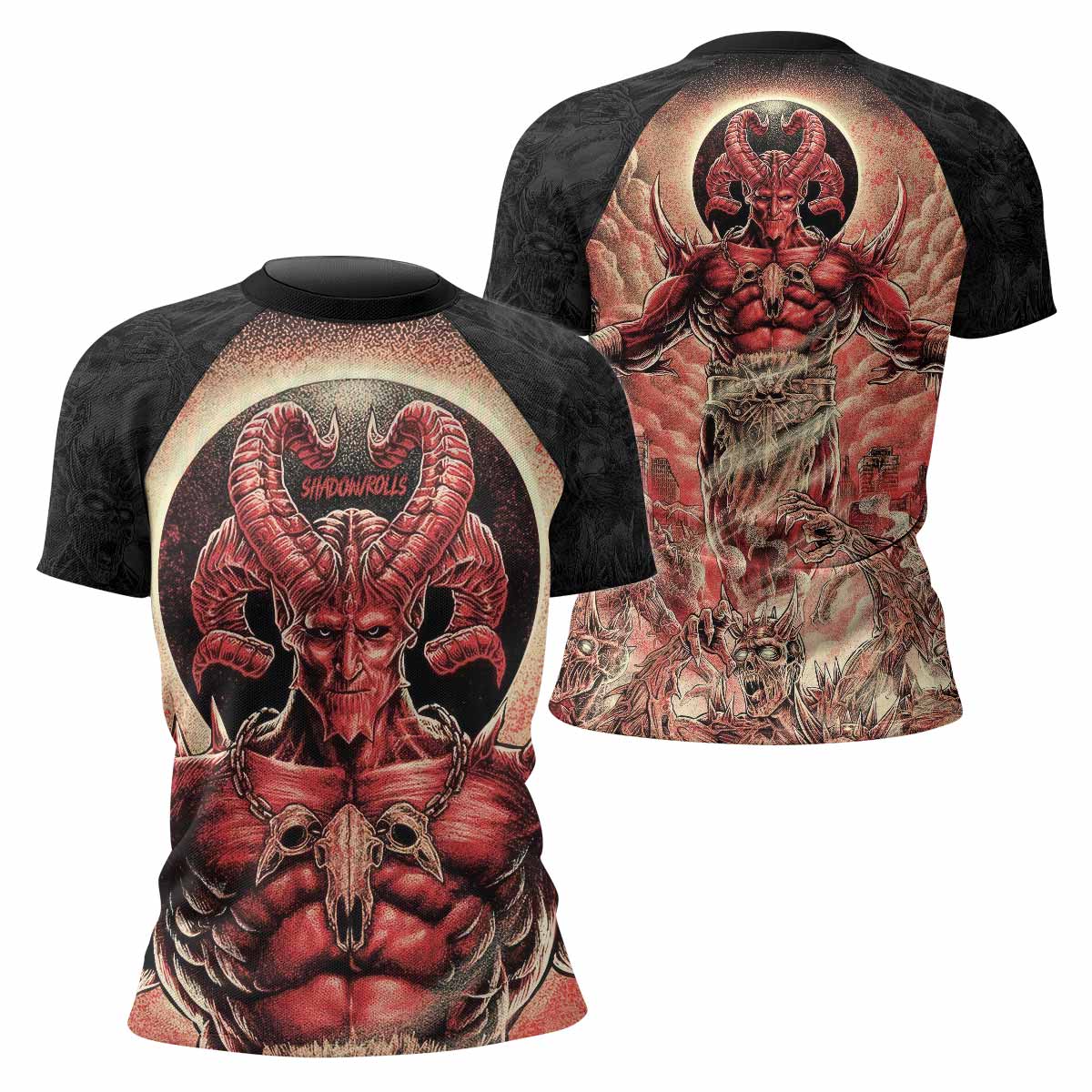 Lord of Hell Women's Rash Guard Short Sleeve - front and back view