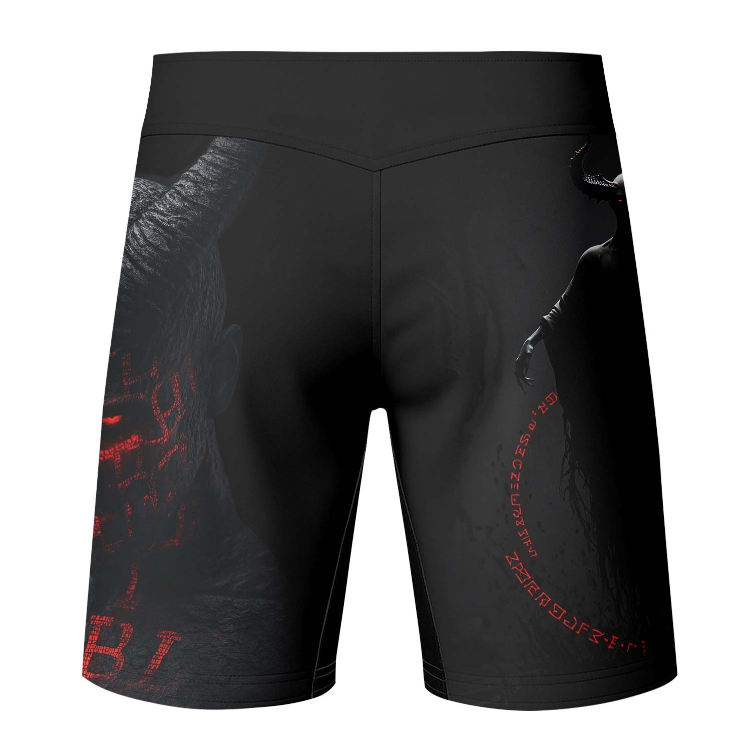 Lord of the Abyss Fight Shorts – back view mockup