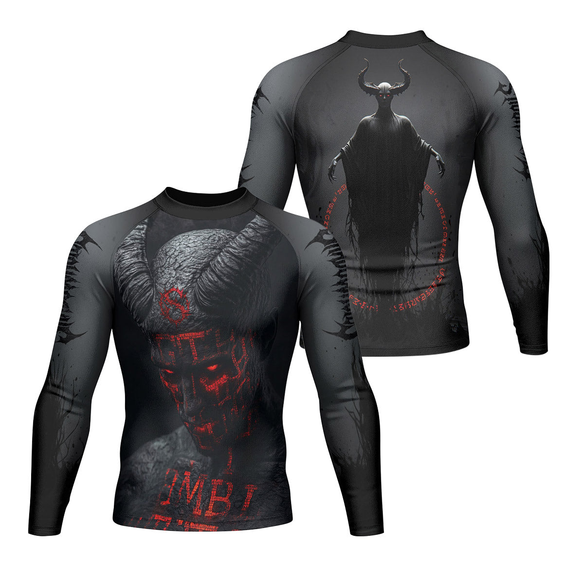 Lord of the Abyss Men’s Long Sleeve Rash Guard - front and back view