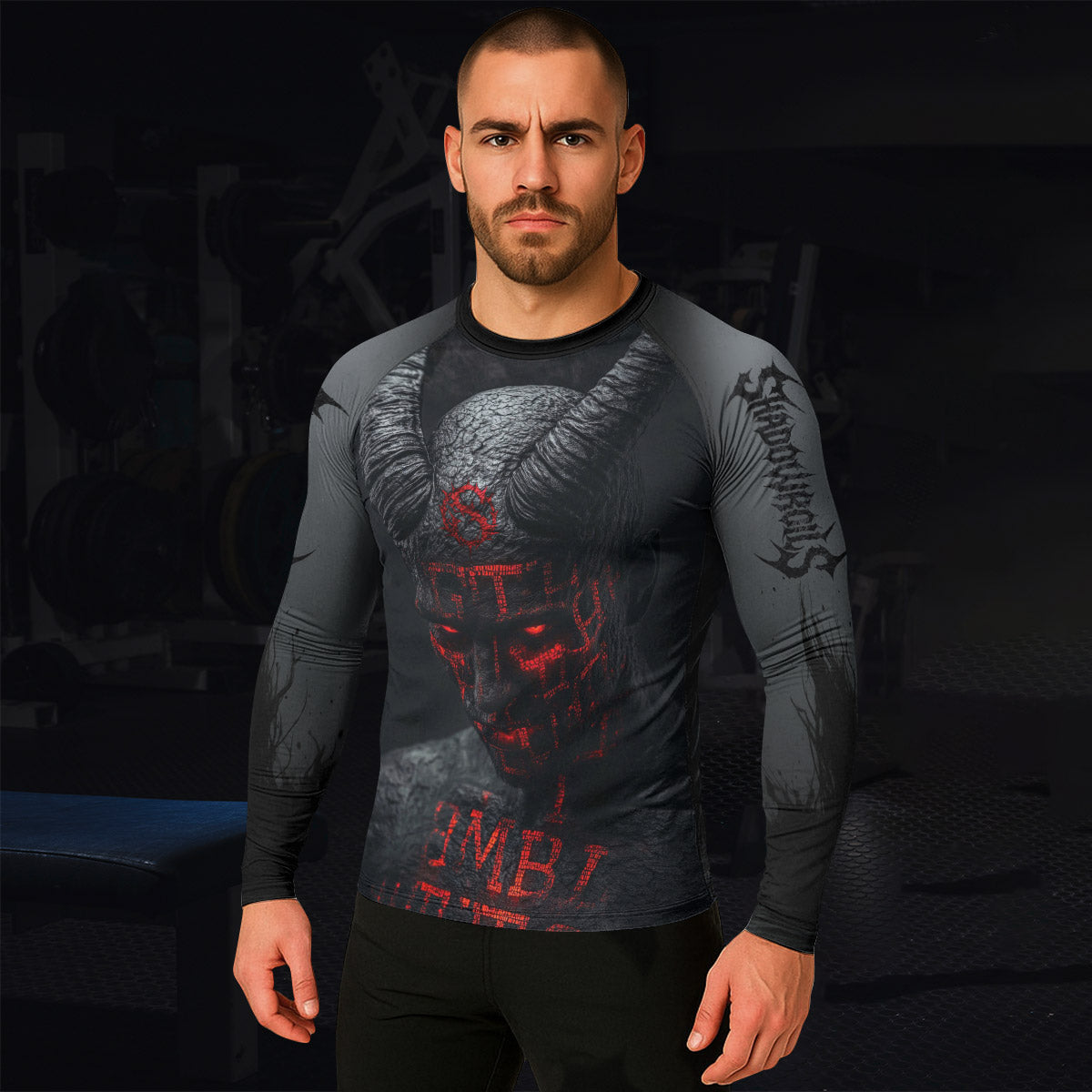 Lord of the Abyss Men’s Long Sleeve Rash Guard - lifestyle view