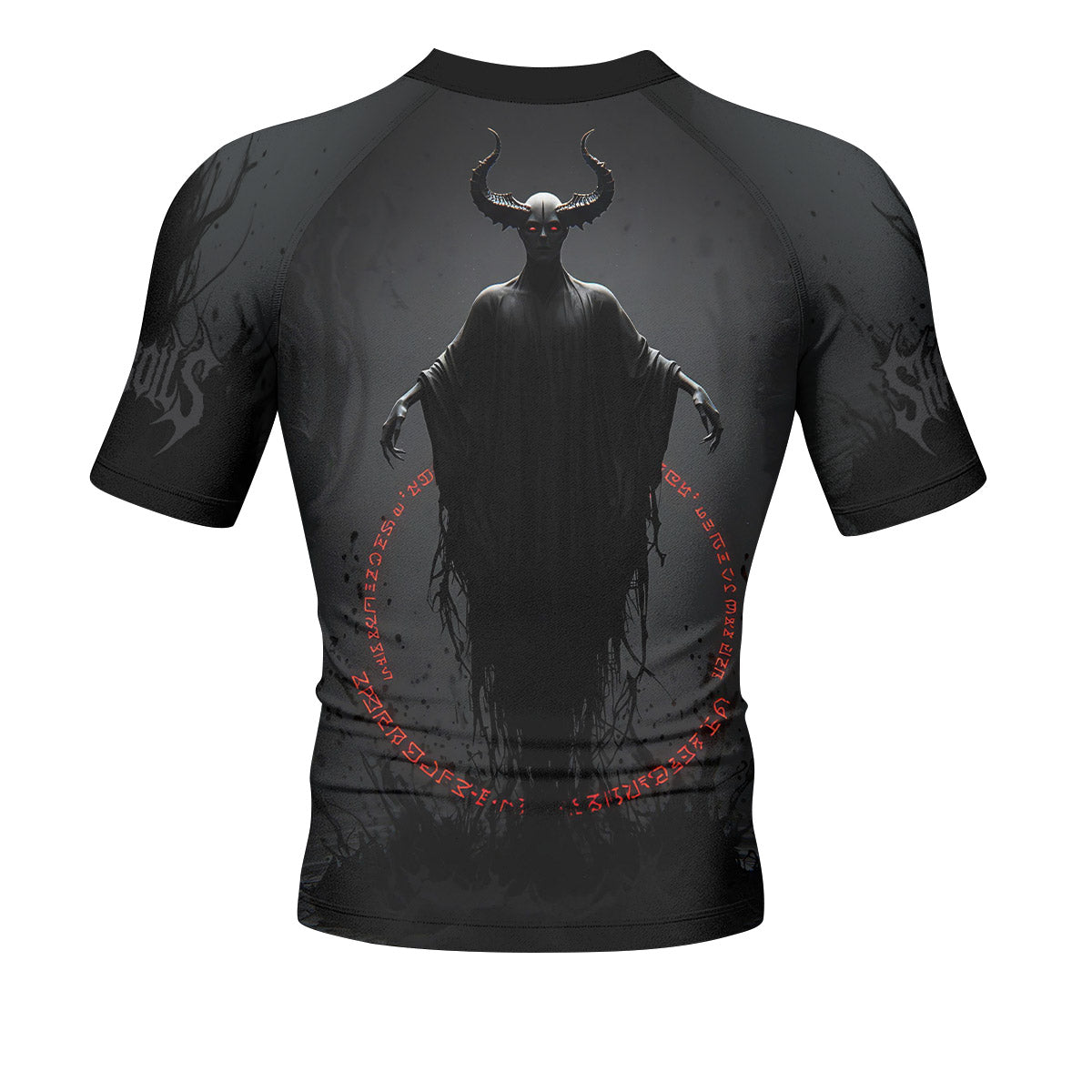 Lord of the Abyss Men’s Short Sleeve Rash Guard - back view mockup