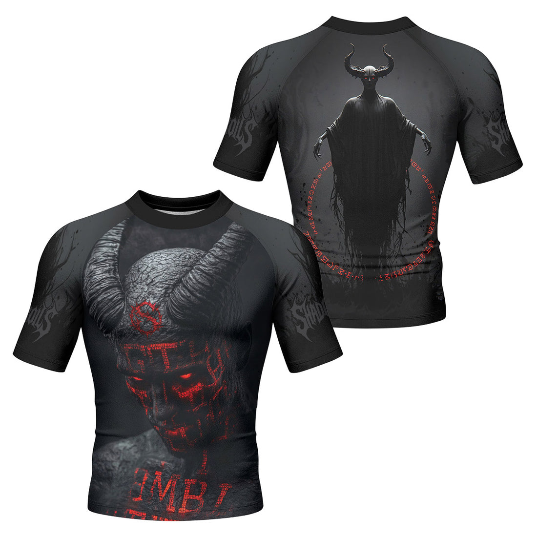 Lord of the Abyss Men’s Short Sleeve Rash Guard - front and back view