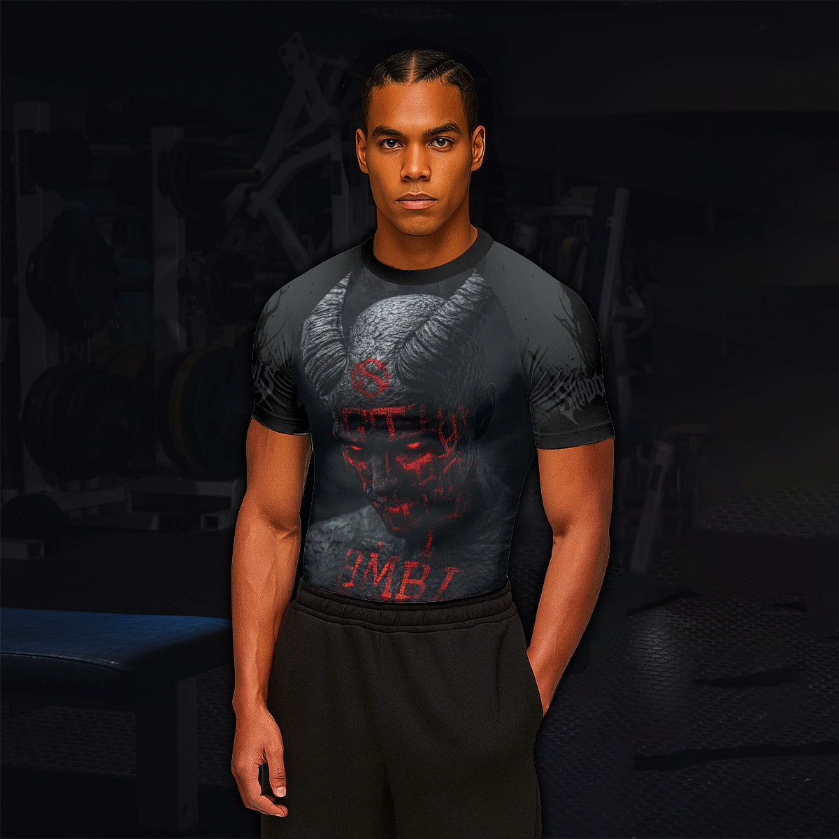 Lord of the Abyss Men’s Short Sleeve Rash Guard - lifestyle view