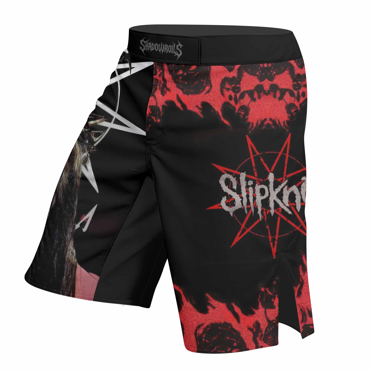 Masked Chaos Fight Shorts - right side mockup