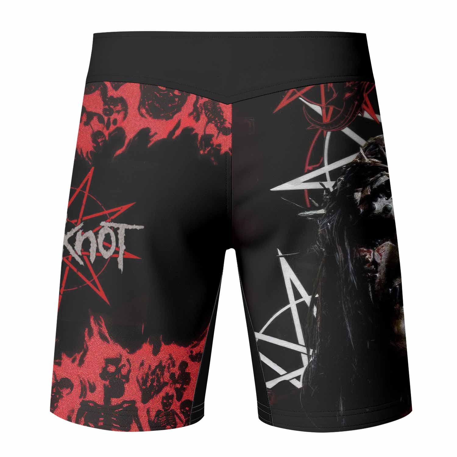 Masked Chaos Fight Shorts - back view mockup