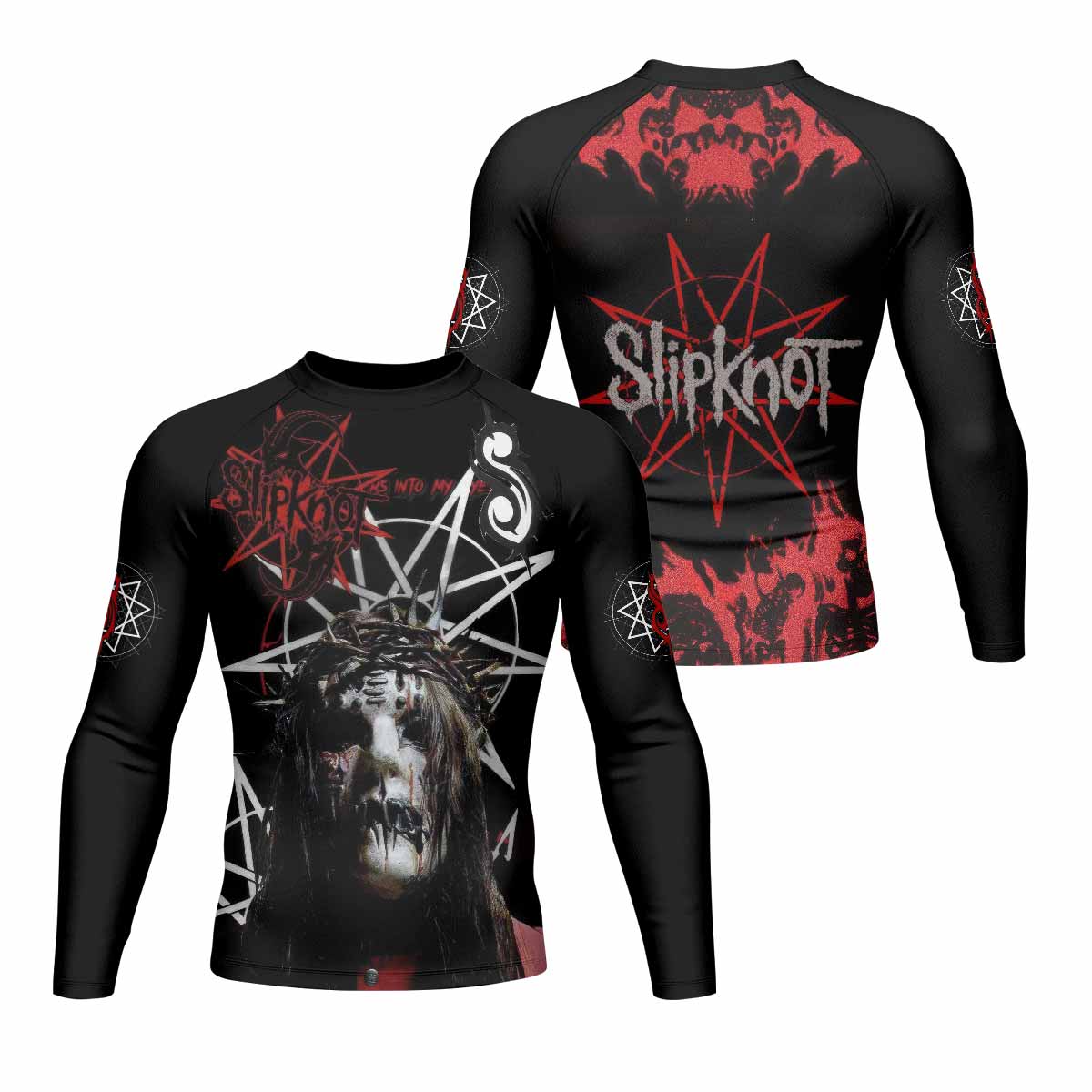 Masked Chaos Men's Rash Guard Long Sleeve - front and back view