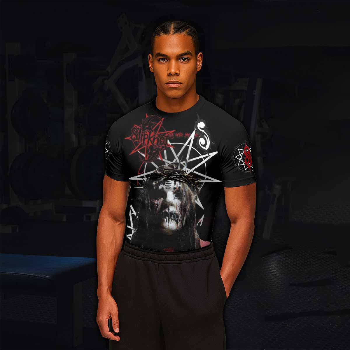 Masked Chaos Men's Rash Guard Short Sleeve - lifestyle view