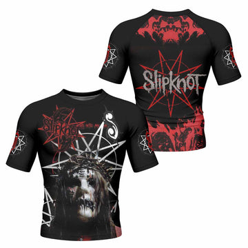 Masked Chaos Men's Rash Guard Short Sleeve - front and back view