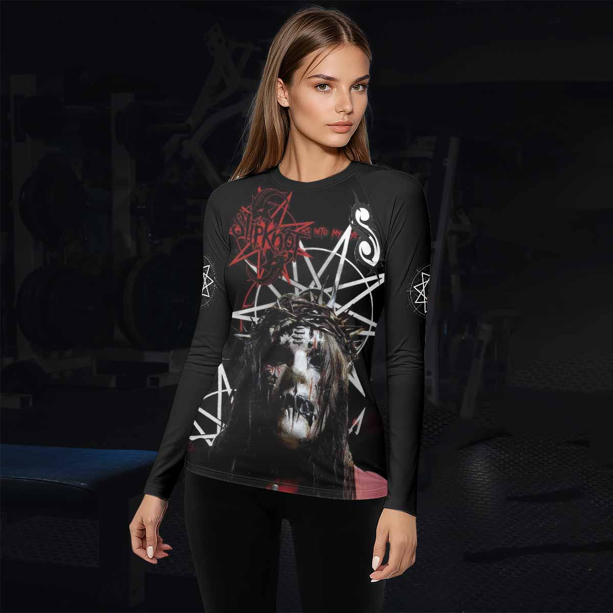 Masked Chaos Women's Rash Guard Long Sleeve - lifestyle view