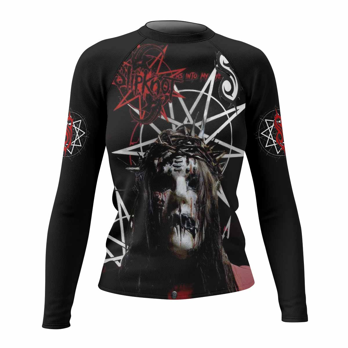 Masked Chaos Women's Rash Guard Long Sleeve - front view mockup 