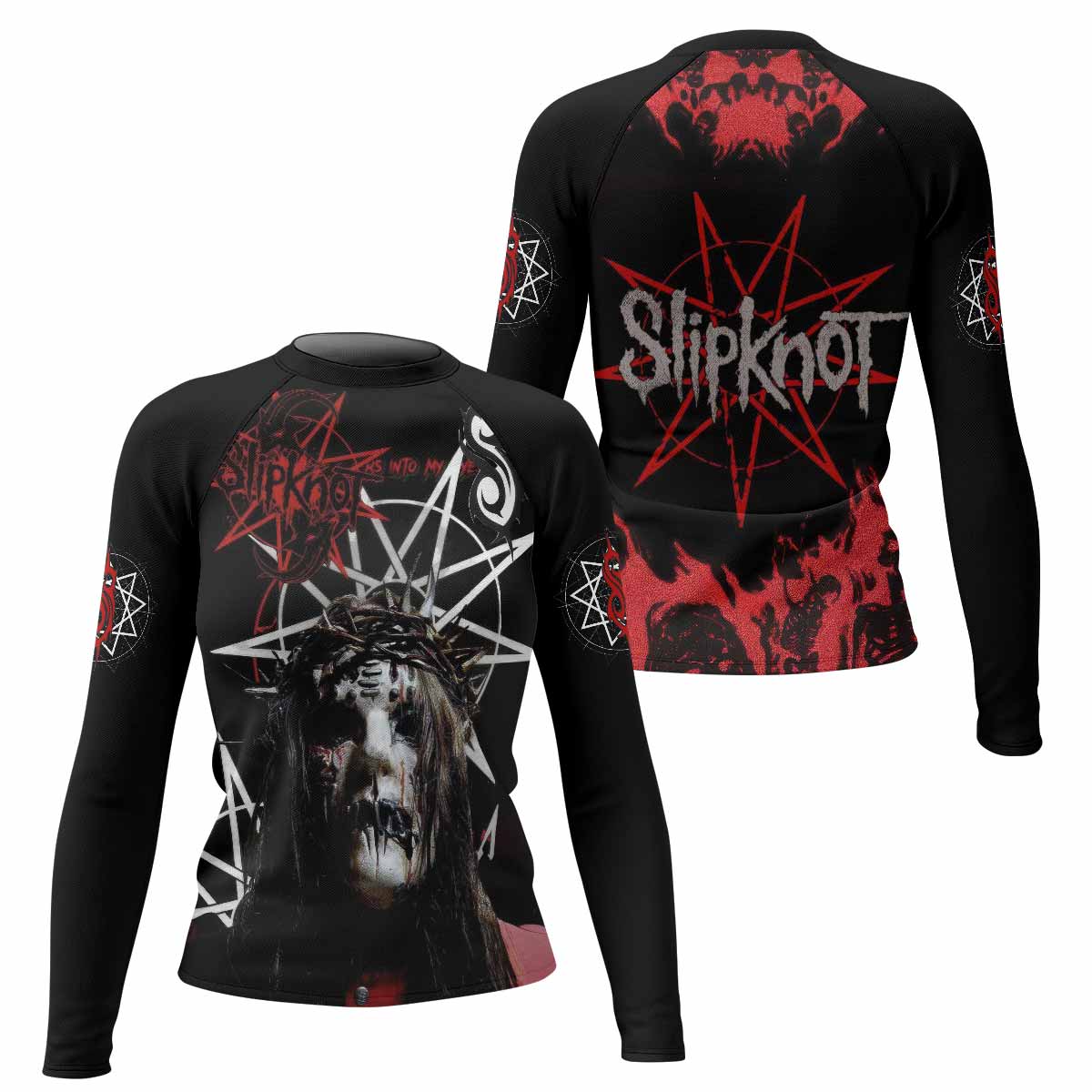 Masked Chaos Women's Rash Guard Long Sleeve - front and back view